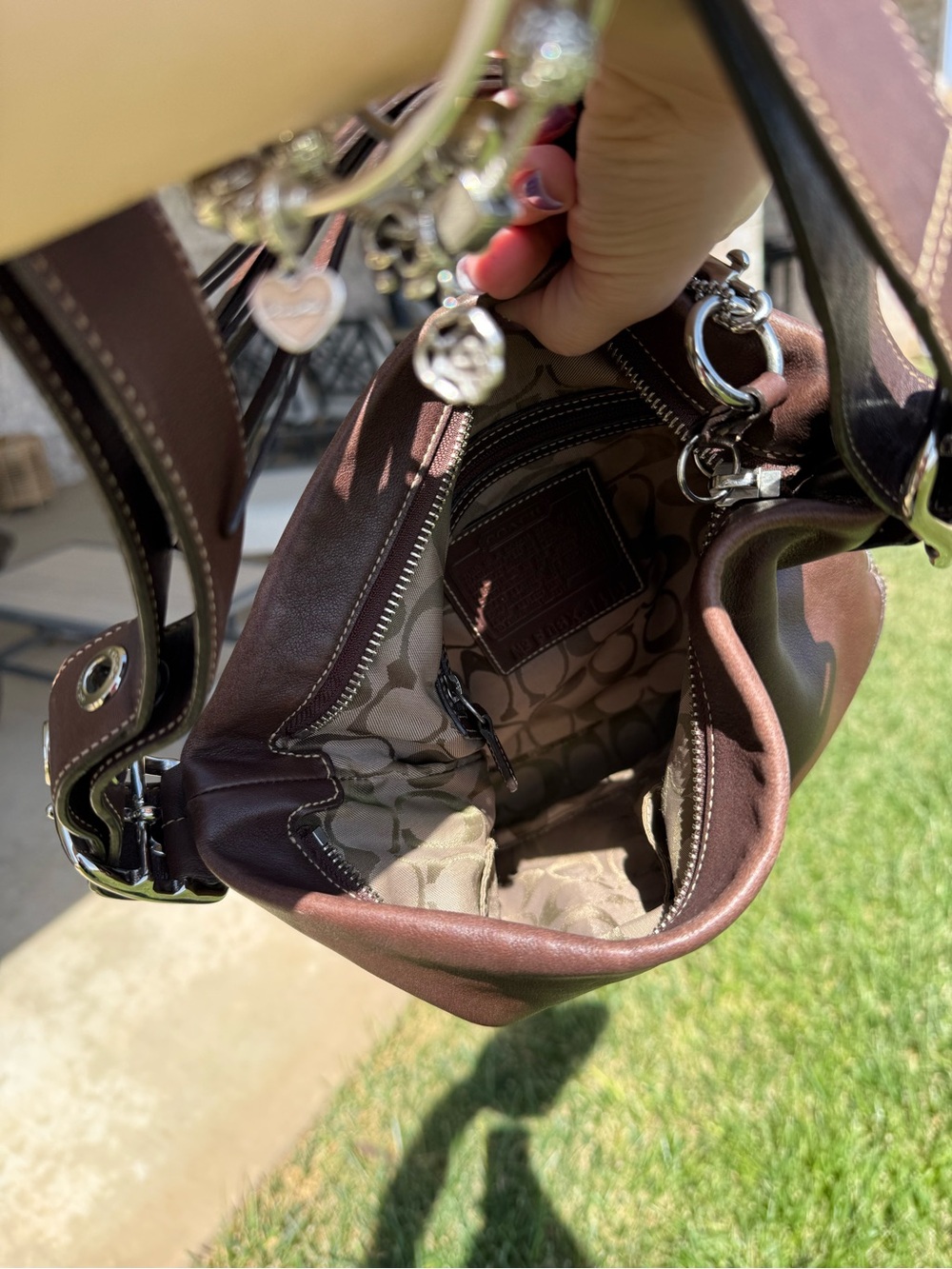 Coach Chocolate Brown Leather Shoulder Bag with Tassel Style #1415 - Picture 7 of 9